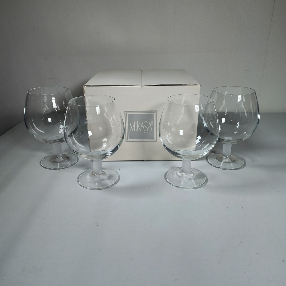 Mikasa Prelude Frost Brandy Snifters Cognac Glasses Set of 4 Clear LS 121/018